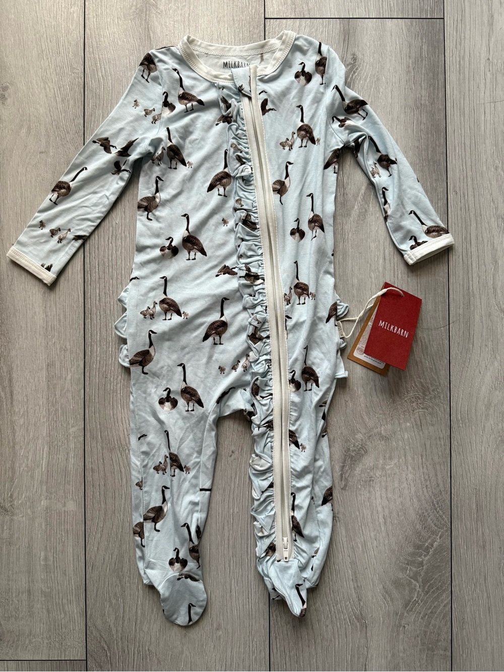 Milkbarn Bamboo Goose Print Zippy